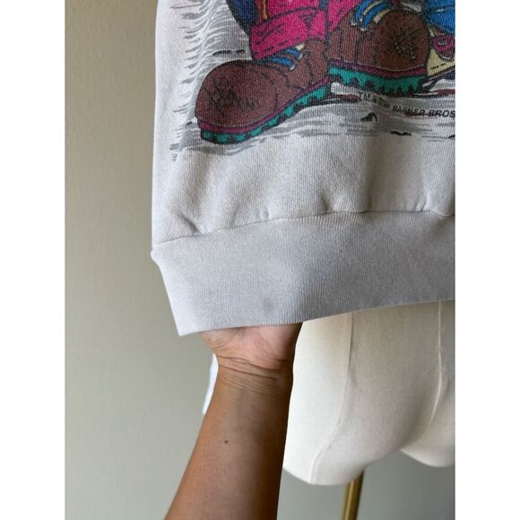 tultex 90s looney tunes all over print graphic crewneck pullover sweater - Picture 9 of 10